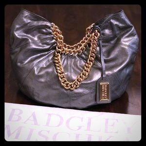 Badgely Mischka Silver & Gold Annette Hobo Bag
